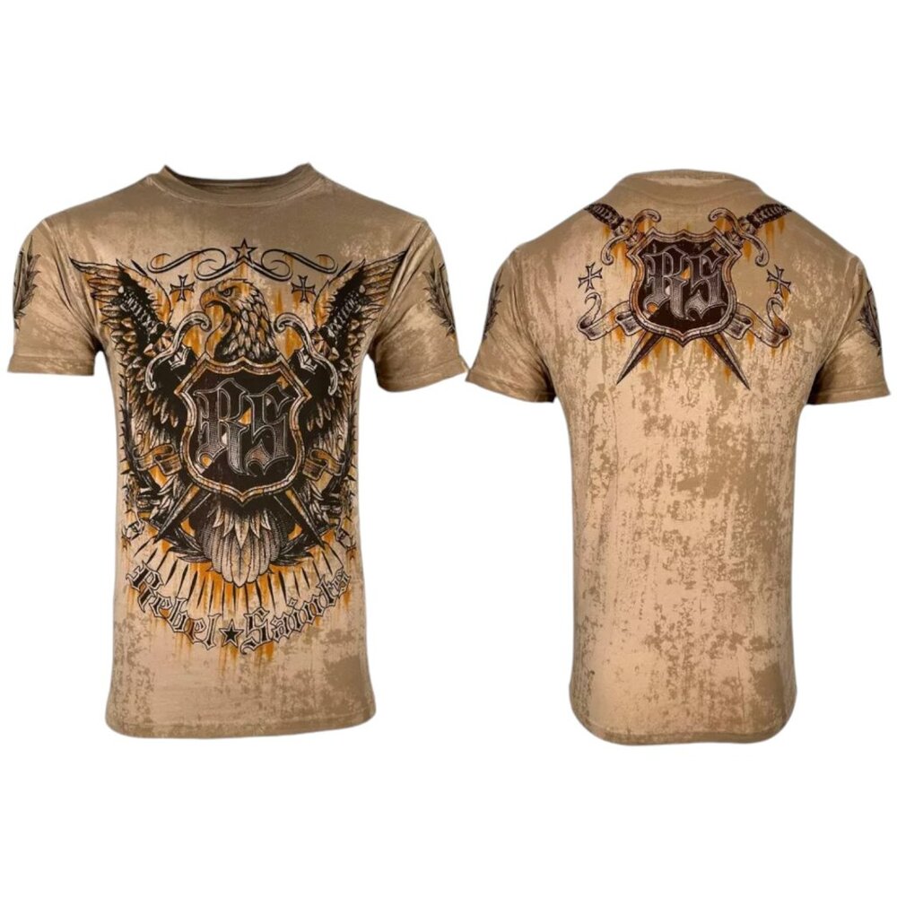 Rebel Saint By Affliction Men's T-shirt Golden Age Eagle Biker S-5XL - Picture 2 of 9